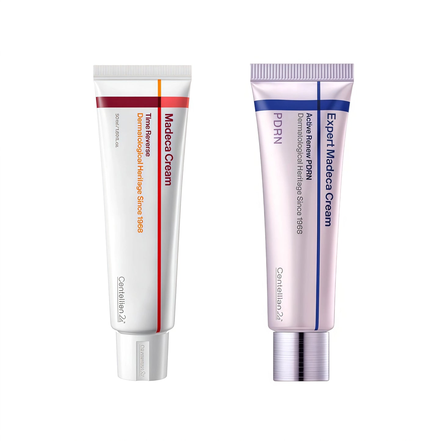CENTELLIAN 24 Madeca Cream Time Reverse + Active Renew PDRN Duo - Pack of 2 | Firmness, Wrinkle Care, Elasticity & Hydration with Centella, TECA and Hyaluronic Acid, Korean Moisturizers, 1.69 fl oz Each